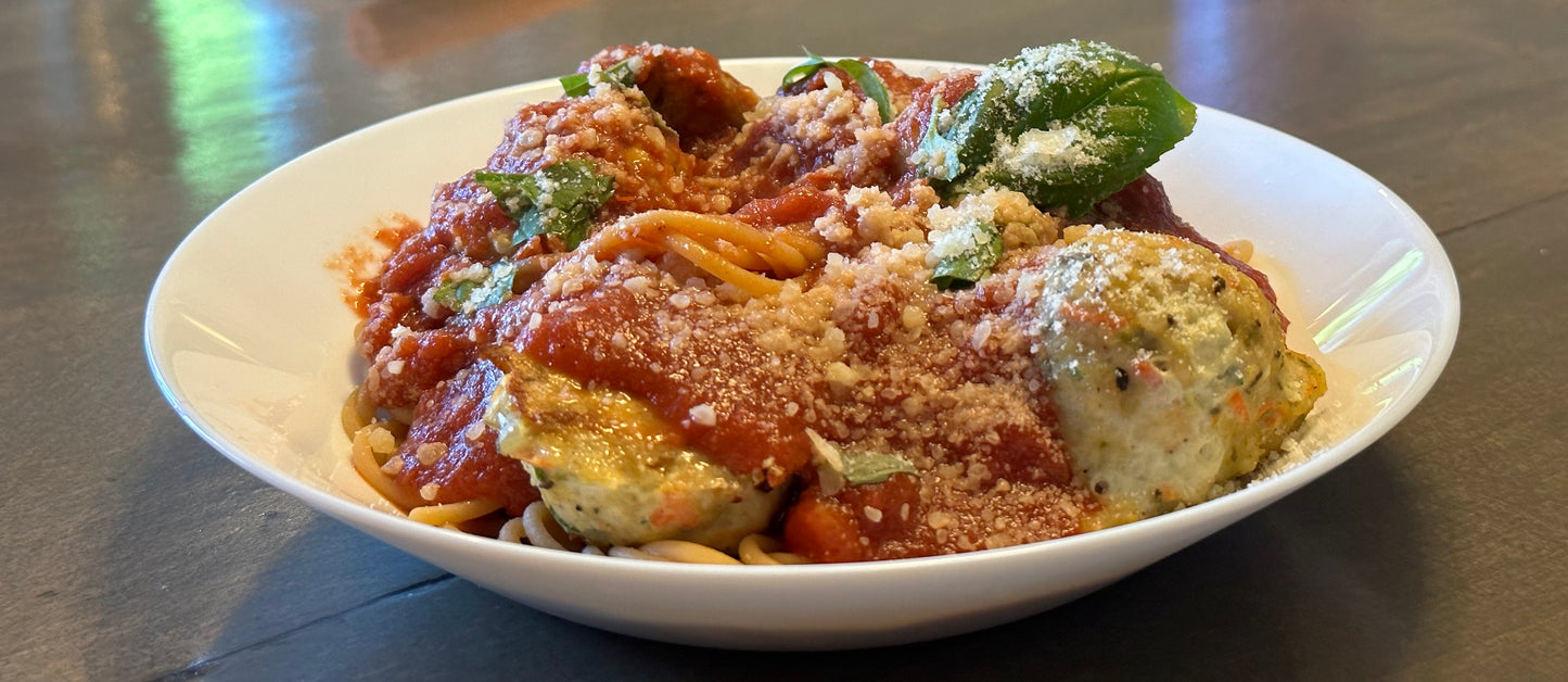 Spaghetti and Chicken Veggie Meatballs